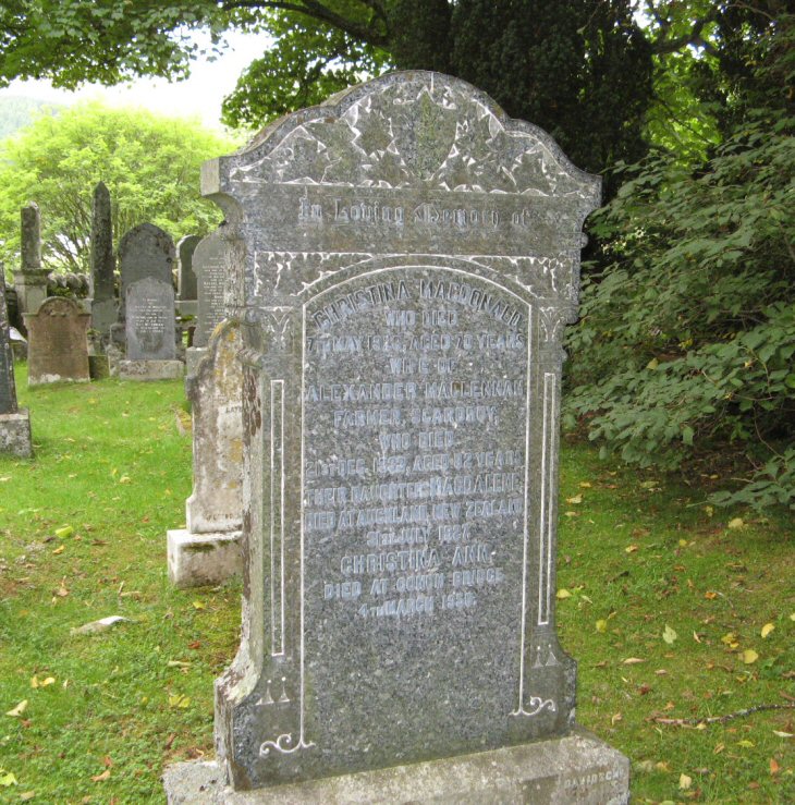 Photo of headstones/Alexander McLennan d1933 hdstn Milton Strathconcon